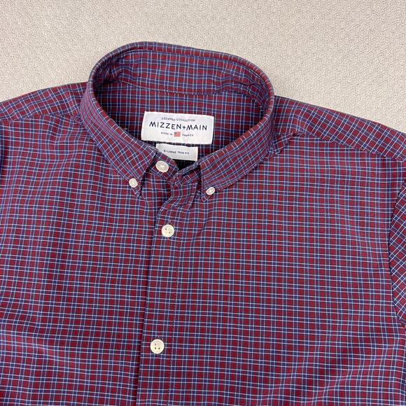 Mizzen + Main Shirt Mens XL Plaid Trim Fit Leeward Collection Performance USA - Picture 3 of 7